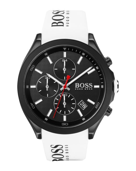 Boss Velocity Chronograph Rubber Strap Watch 45Mm