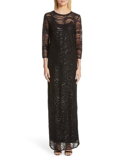 Emporio Armani Sequin Embellished Overlay Gown 2 US