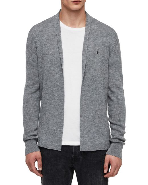 AllSaints Mode Slim Fit Wool Cardigan Grey