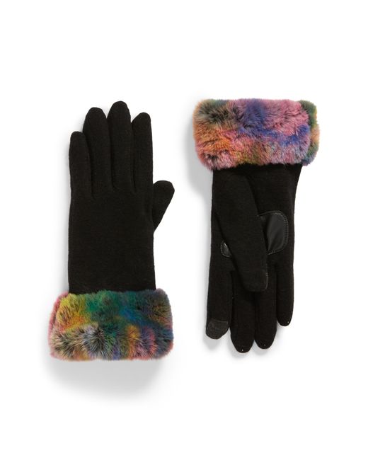 Echo Wool Cashmere Blend Gloves With Faux Fur Cuff