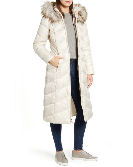 Gallery Long Quilted Parka With Faux Fur Trim