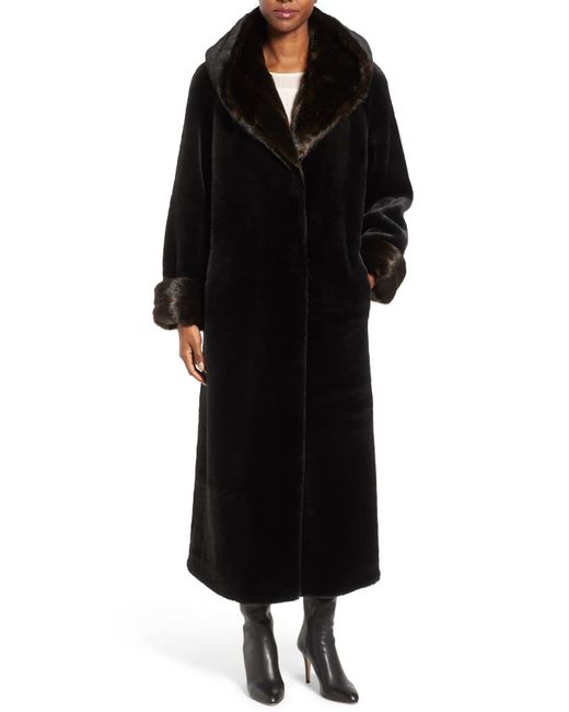 Gallery Hooded Full-Length Faux Fur Coat