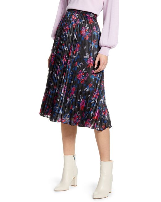 HalogenR Petite Halogen Pleated Woven Midi Skirt