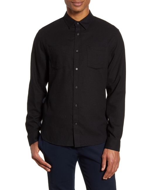 Vince Slim Fit Cotton Wool Brushed Twill Button-Up Shirt