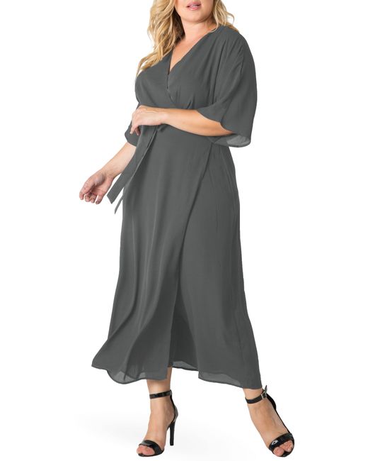 Standards & Practices Plus Short Sleeve Wrap Maxi Dress