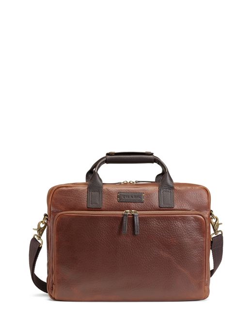 Trask Jackson Leather Briefcase Brown