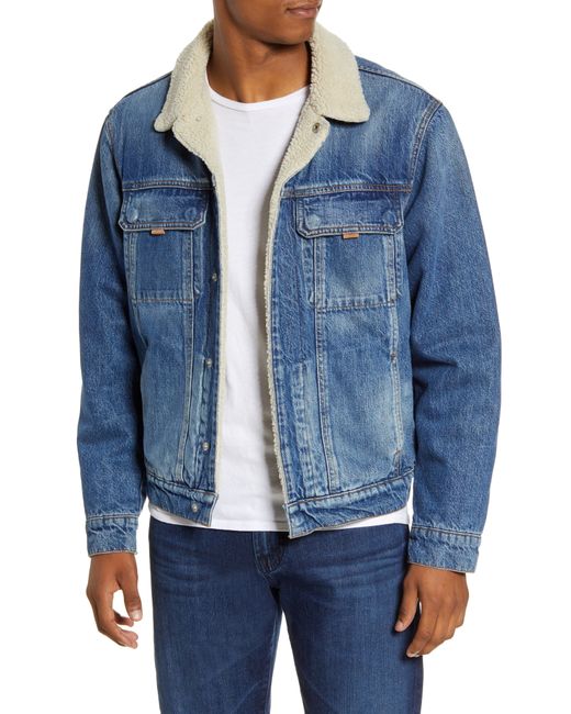 Hudson Jeans Classic Fleece Lined Denim Trucker Jacket Large