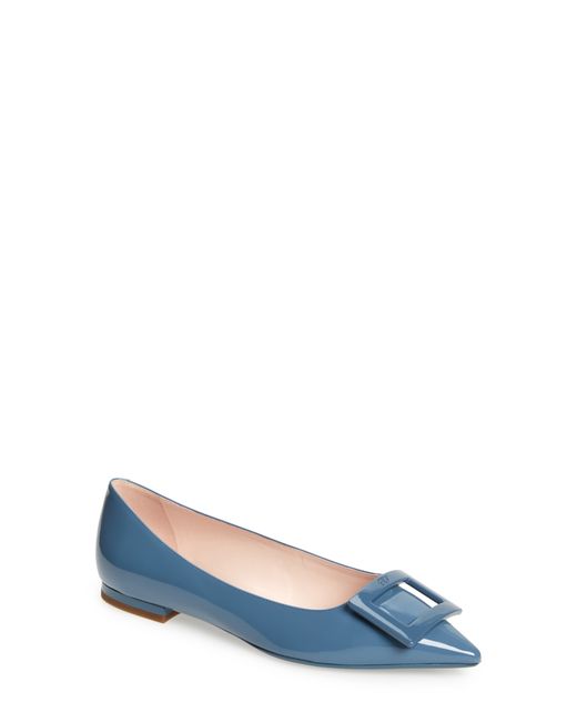 Roger Vivier Gommettine Buckle Pointy Toe Flat 7US