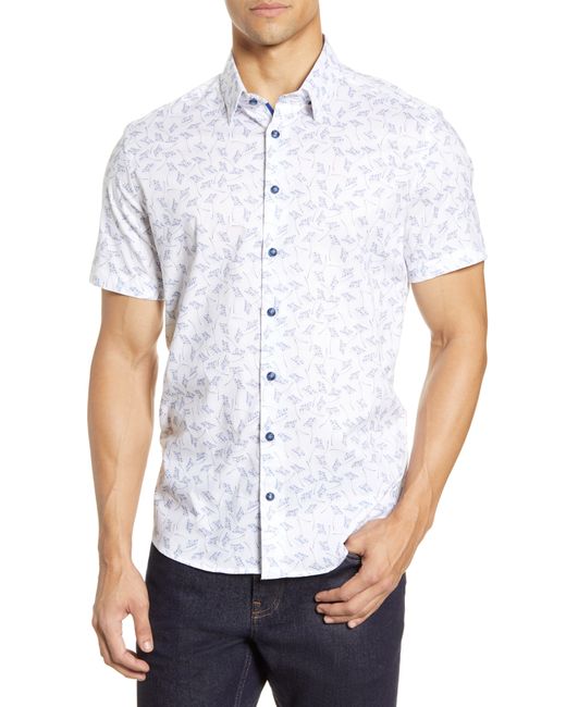 Stone Rose Slim Fit Floral Short Sleeve Button-Up Shirt