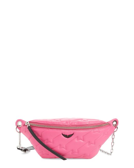 Zadig & Voltaire Edie Quilted Leather Belt Bag Pink