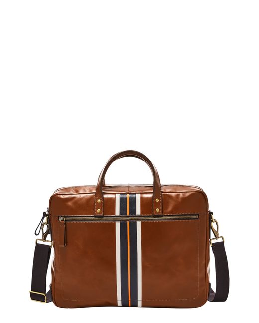 Fossil Haskell Leather Briefcase Brown
