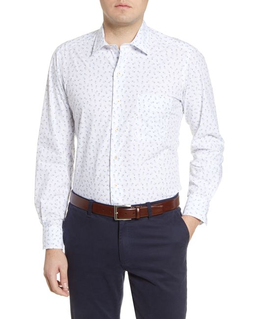 David Donahue Pineapple Button-Up Shirt White