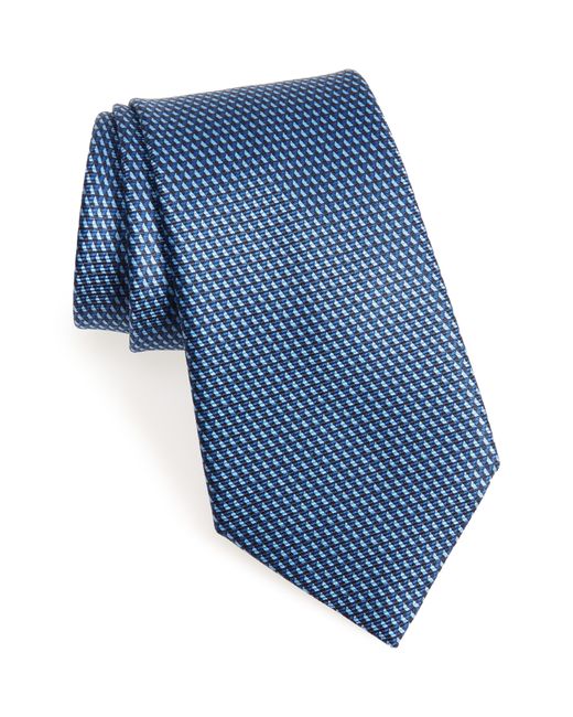 Ermenegildo Zegna Geometric Silk Tie Blue