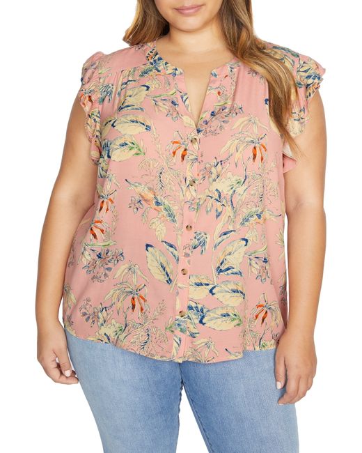 Sanctuary Plus Firefly Floral Blouse Pink