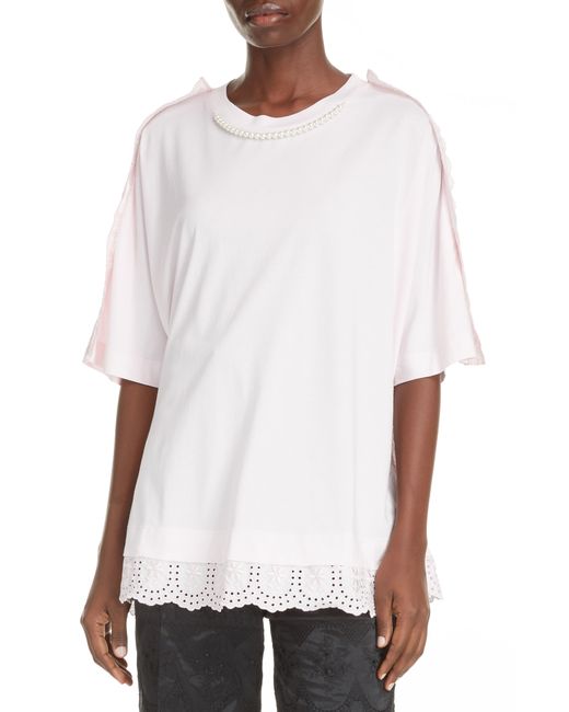 Simone Rocha Eyelet Trim Cotton T-Shirt