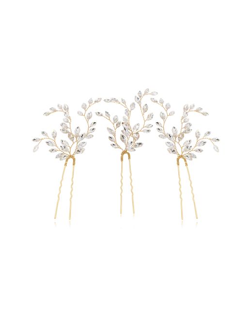 Brides & Hairpins Fawn Set Of 3 Swarovski Crystal Hair Pins