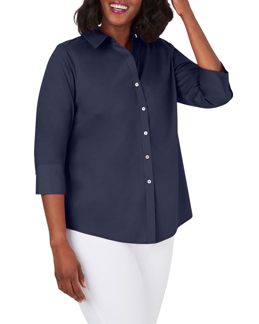 Foxcroft Mary Non-Iron Stretch Cotton Button-Up Shirt