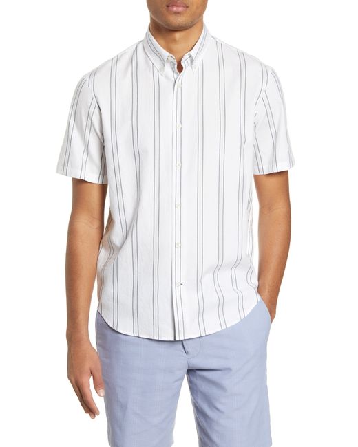 Club Monaco Slim Fit Deck Stripe Short Sleeve Button-Down Shirt