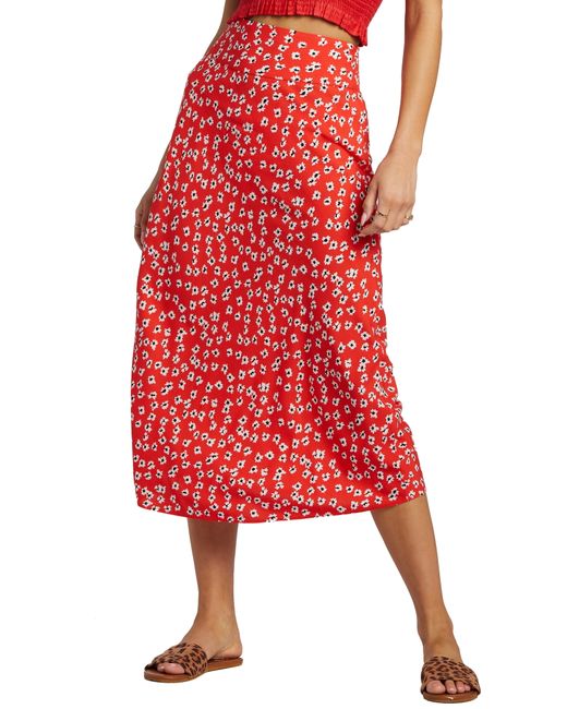 Billabong Fresh To Free Midi Skirt Red
