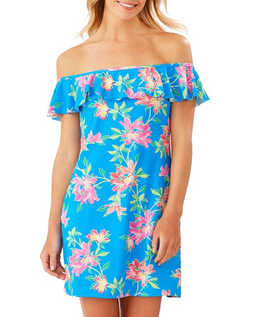 Tommy Bahama Sun Lilies Off The Shoulder Ruffle Spa Dress