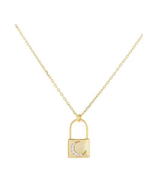 Adina's Jewels Pave Crescent Padlock Pendant Necklace