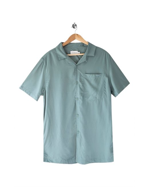 Topman Slim Fit Solid Short Sleeve Button-Up Shirt