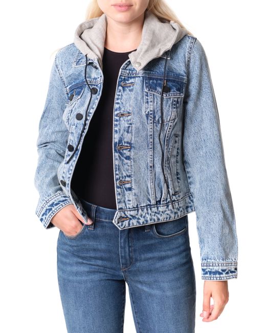 Blank NYC Denim Trucker Jacket With Removable Hood
