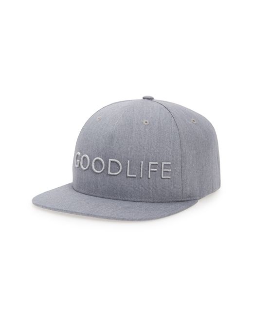 Goodlife Embroidered Logo Flat Brim Ball Cap Grey