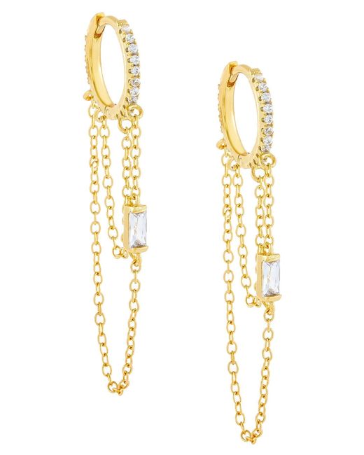 Adina's Jewels Cubic Zirconia Chain Drape Huggie Hoop Earrings