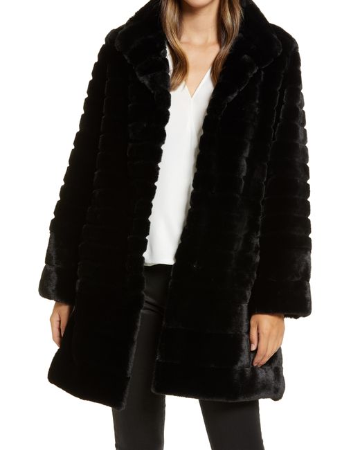 Gallery Grooved Faux Fur Walking Coat