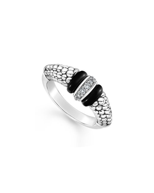 Lagos Caviar Diamond Small Link Ring