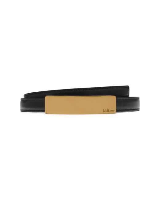 Mulberry Logo Plaque Buckle Leather Belt