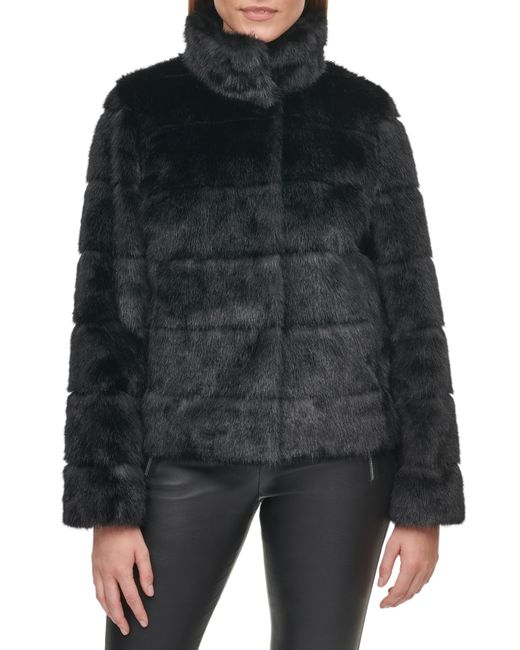 Karl Lagerfeld Grooved Faux Fur Jacket
