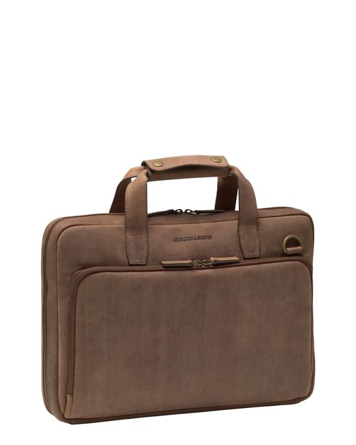 Johnston & Murphy Leather Portfolio Briefcase Brown