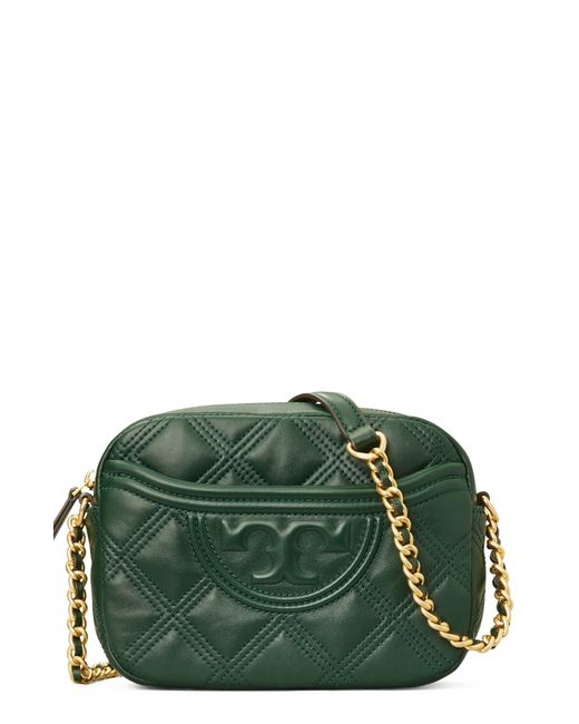 Tory Burch Fleming Quilted Leather Camera Bag Green