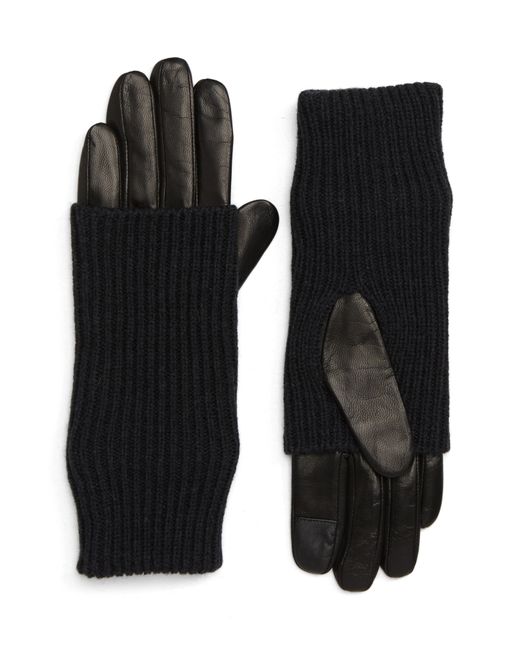 AllSaints Knit Leather Gloves