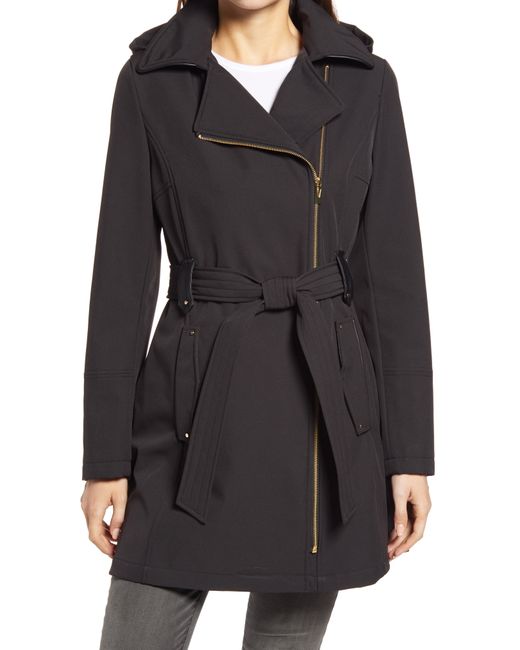 Via Spiga Belted Water Resistant Hooded Trench Coat