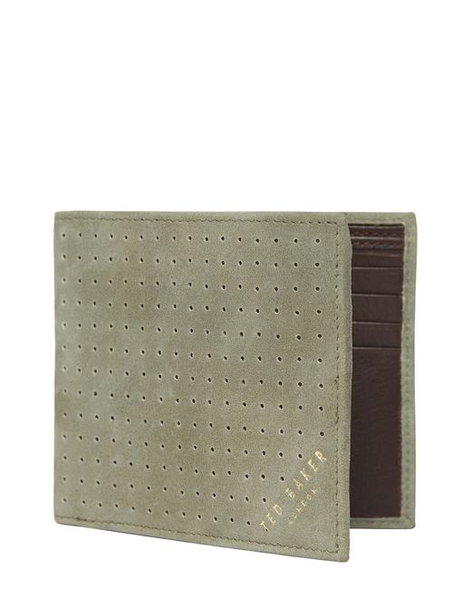 Ted Baker London Nubuck Micro Perforated Wallet Grey