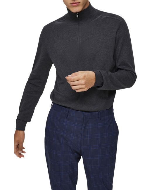 Selected Homme Berg Half-Zip Mock Neck Sweater Grey