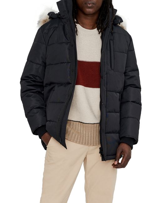 Noize Quilted Parka With Removable Faux Fur Trimmed Hood