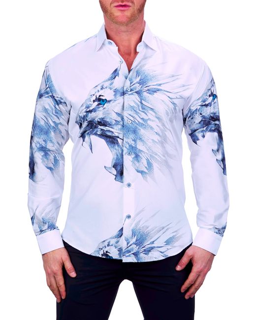 Maceoo Fibonacci Lionfierce Button-Up Shirt