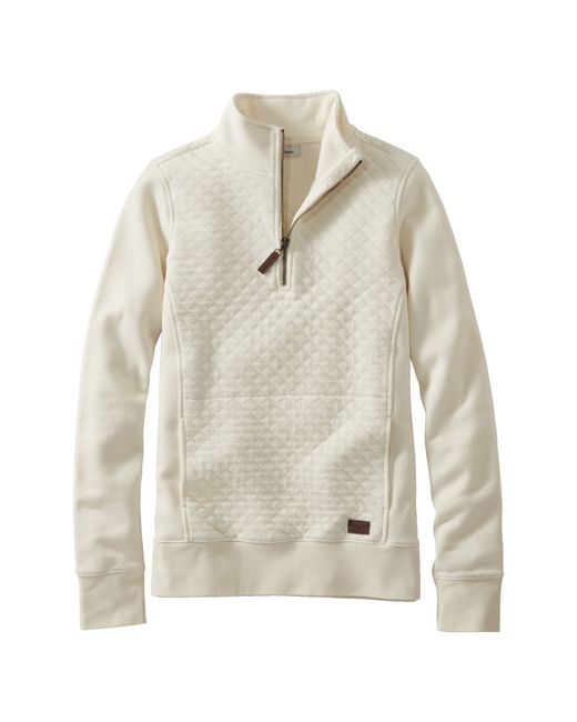 L.L.Bean Quilted Quarter Zip Pullover Ivory