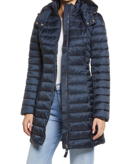 Joules Canterbury Long Puffer Jacket With Removable Hood Blue