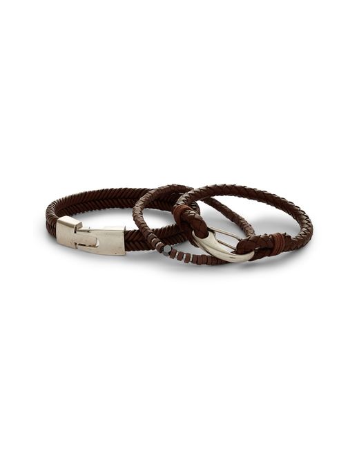 Nordstrom Set Of 3 Braided Leather Bracelets