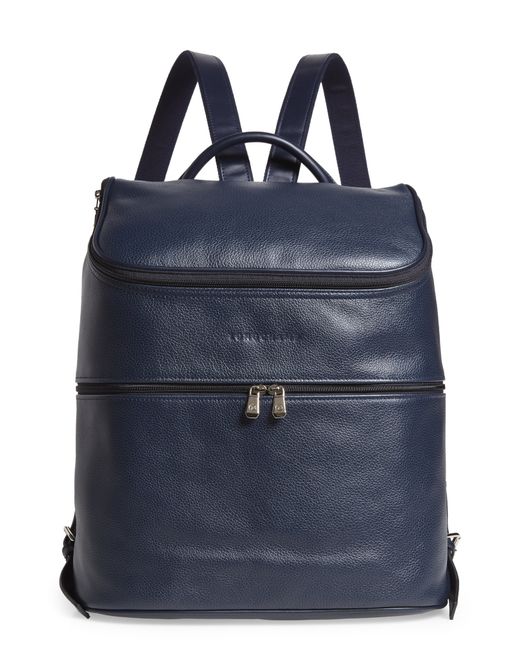 Longchamp Large Leather Backpack Blue