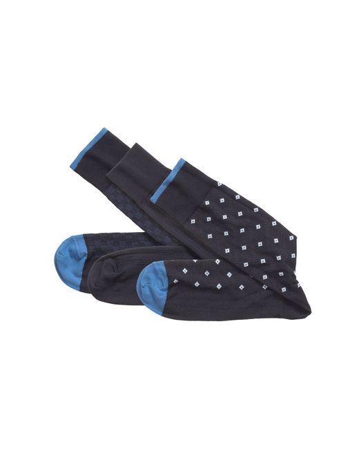 Johnston & Murphy 3-Pack Assorted Socks One Blue