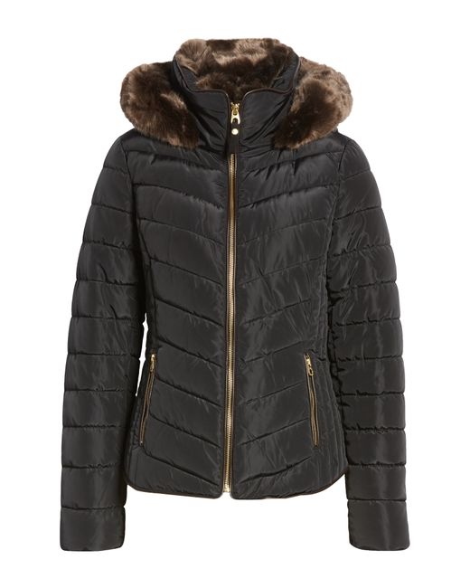 Joules Gosway Puffer Jacket With Removable Faux Fur Trim