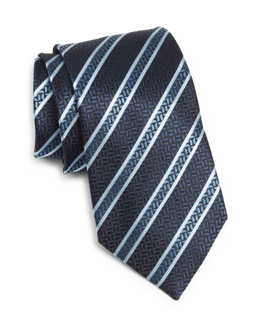 Ermenegildo Zegna Geometric Silk Tie One Blue
