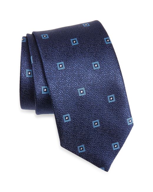 David Donahue Neat Silk X-Long Tie One Blue