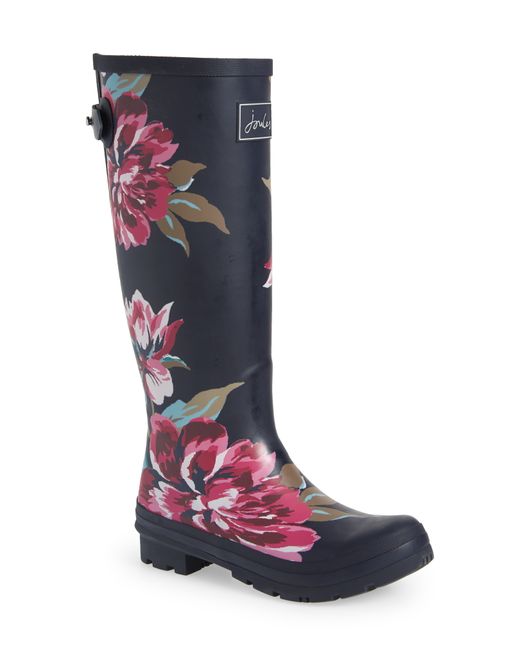Joules Welly Print Rain Boot Blue